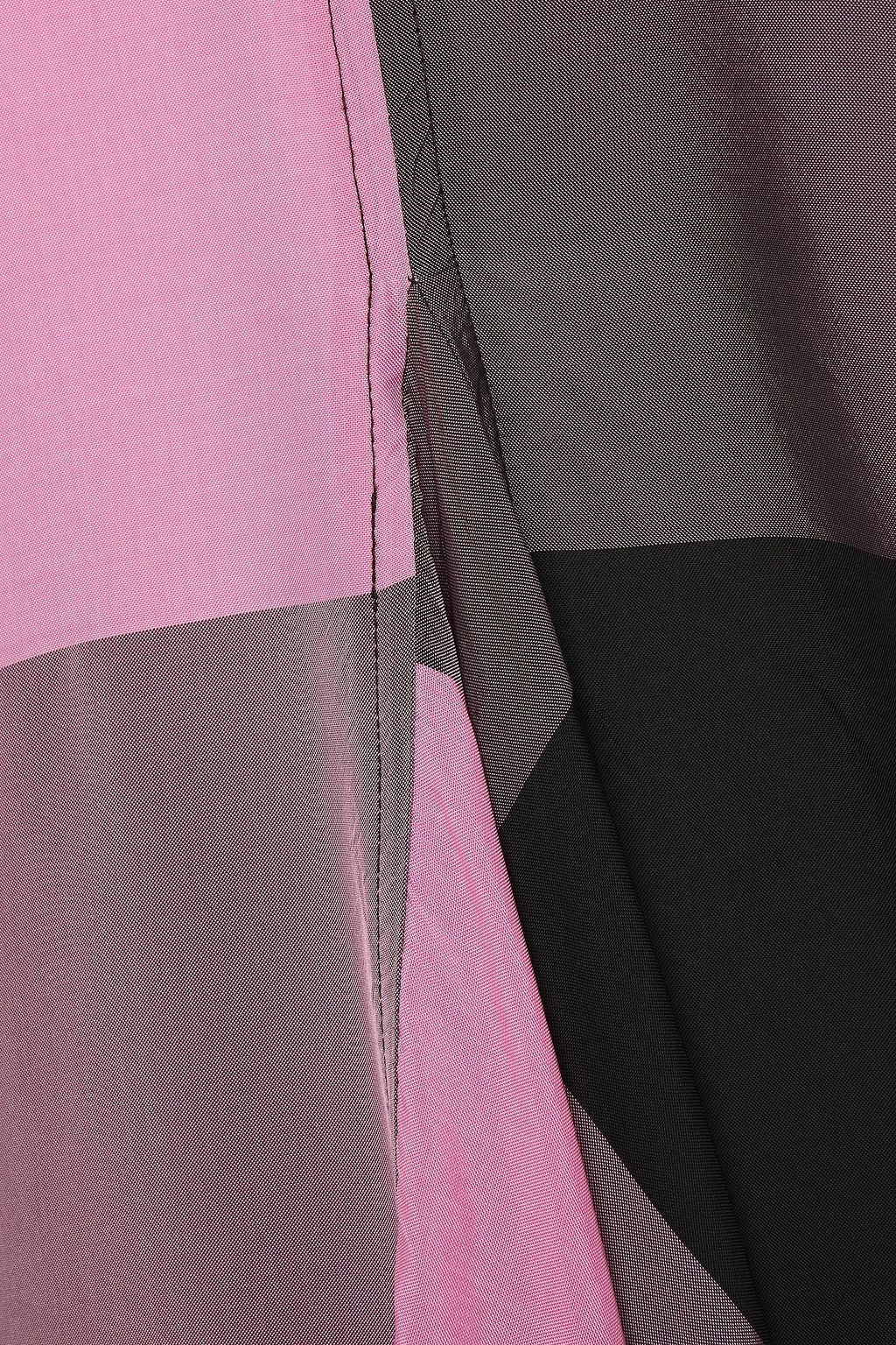 GANNI Draped checked shell midi dress