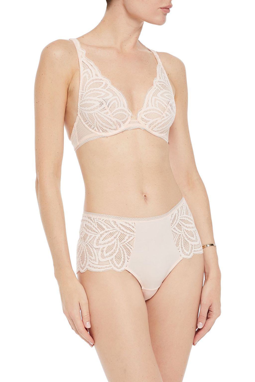 MAISON LEJABY Lace and stretch-jersey underwired bra