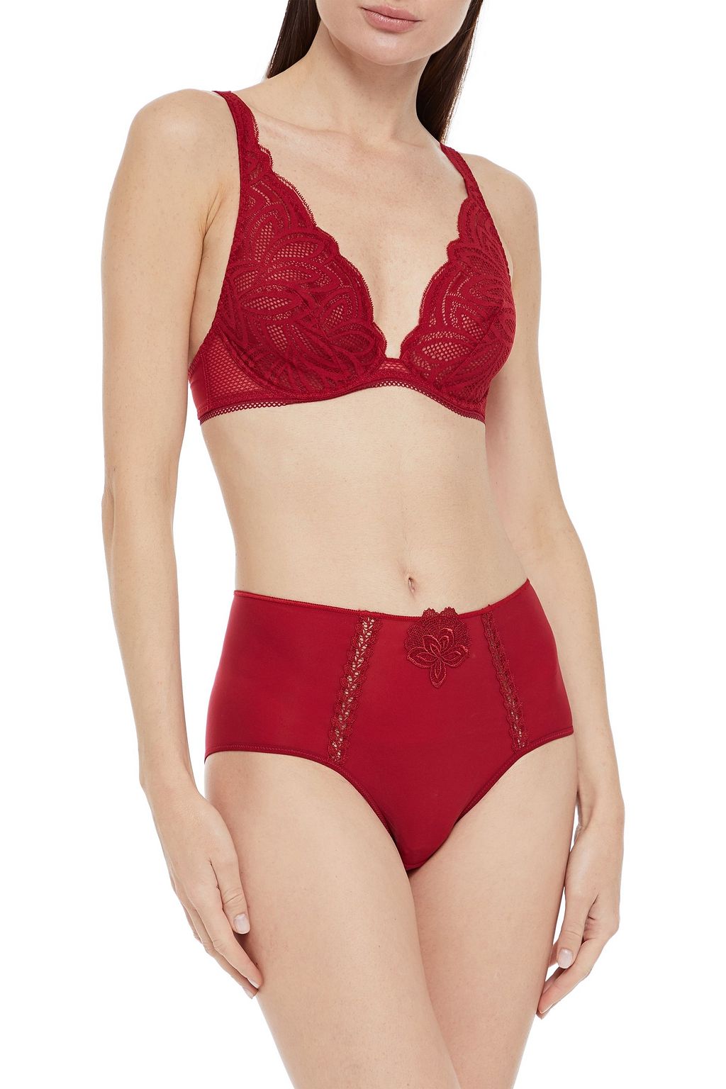 MAISON LEJABY Lace and stretch-jersey underwired bra