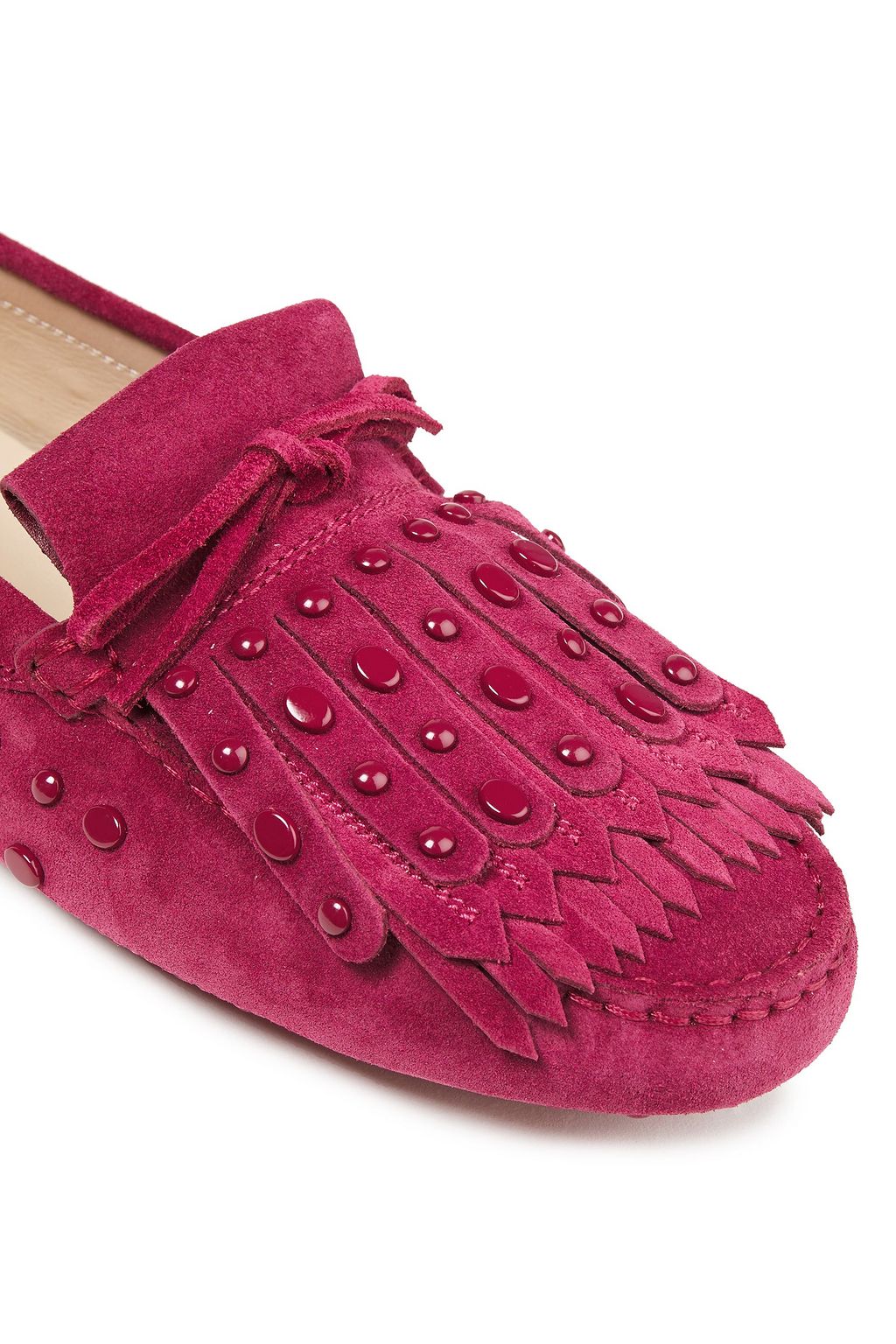 TOD'S حذاء لوفر من الشامواه المزخرف بأزرار معدنية ومزيّن بأشرطة