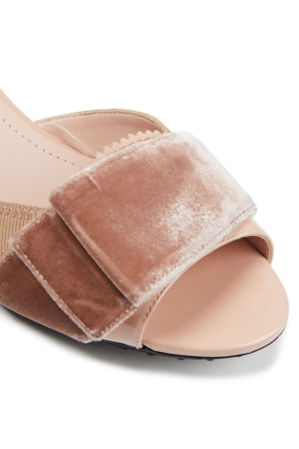 ALESSANDRO DELL'ACQUA X TOD'S Bow-embellished velvet and patent-leather sandals