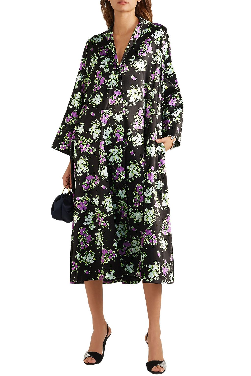 BERNADETTE Sofia oversized floral-print satin robe
