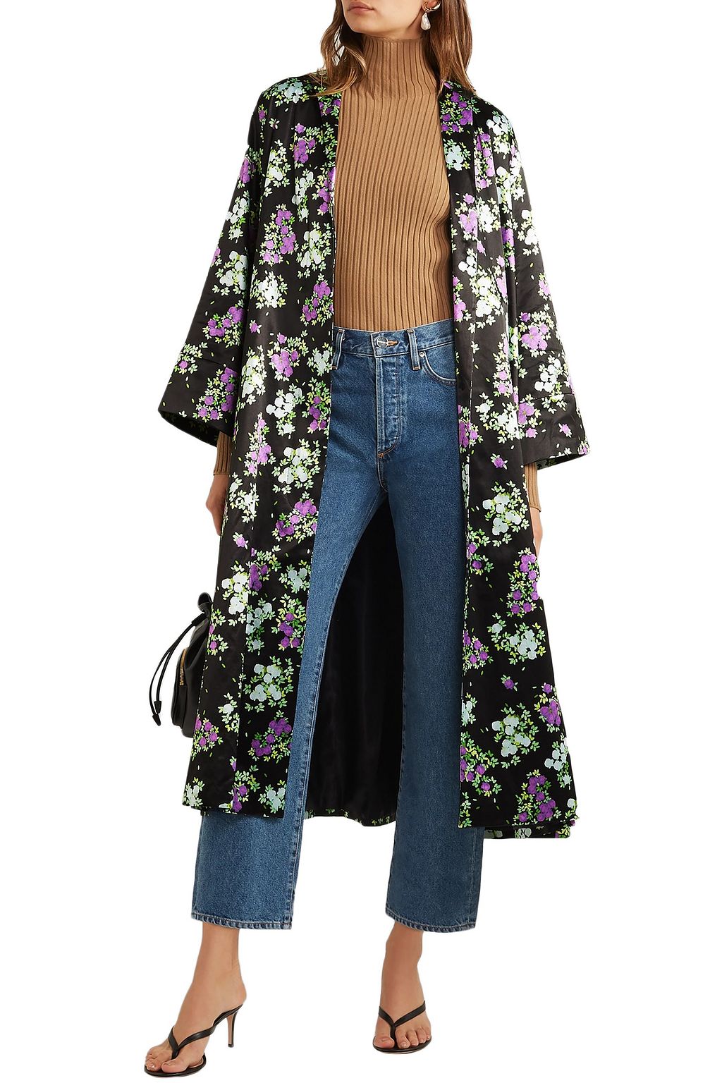 BERNADETTE Sofia oversized floral-print satin robe