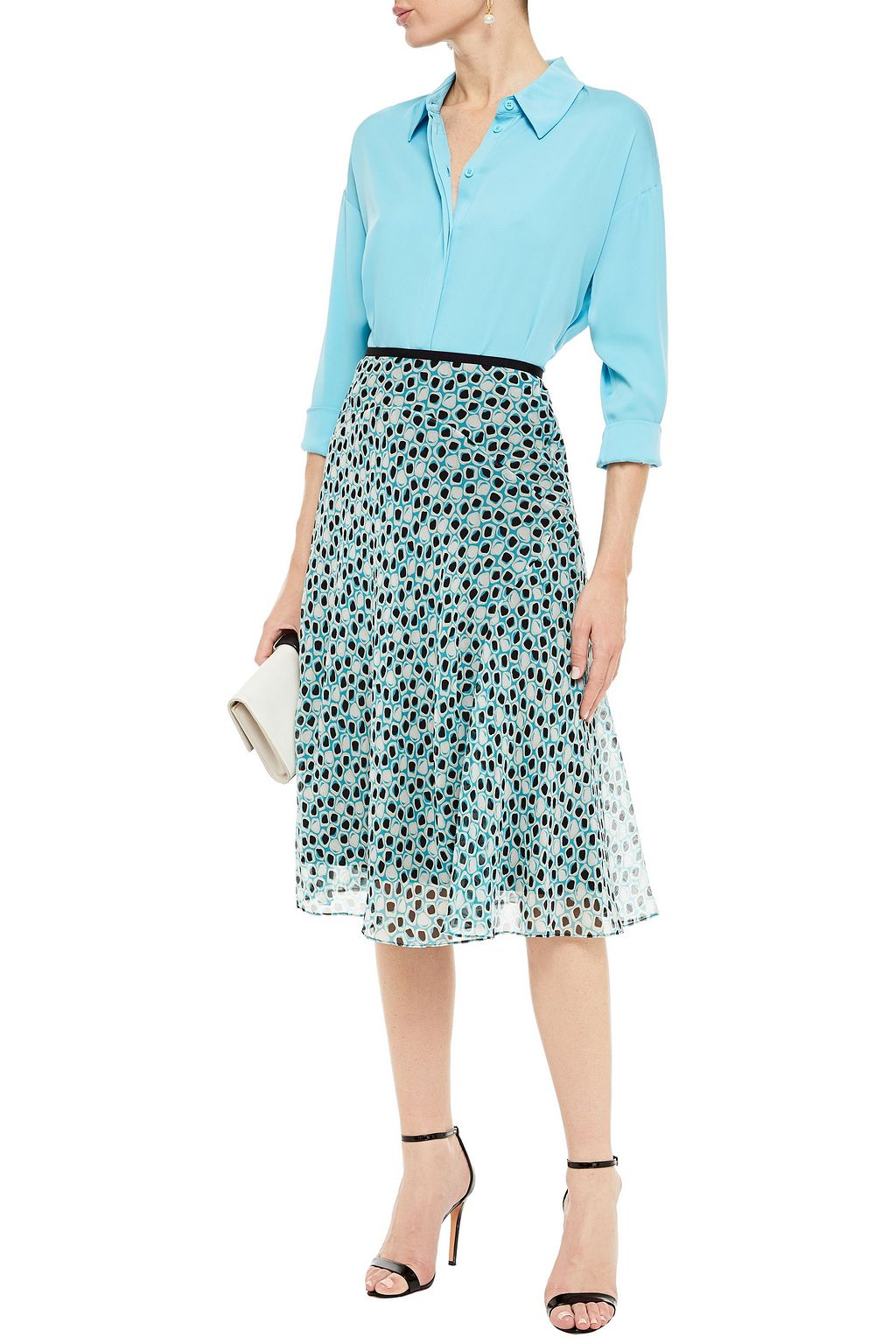 DIANE VON FURSTENBERG Molly printed silk-crepon midi skirt