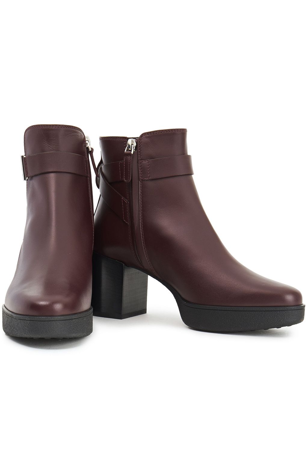 TOD'S Embellished leather platform ankle boots