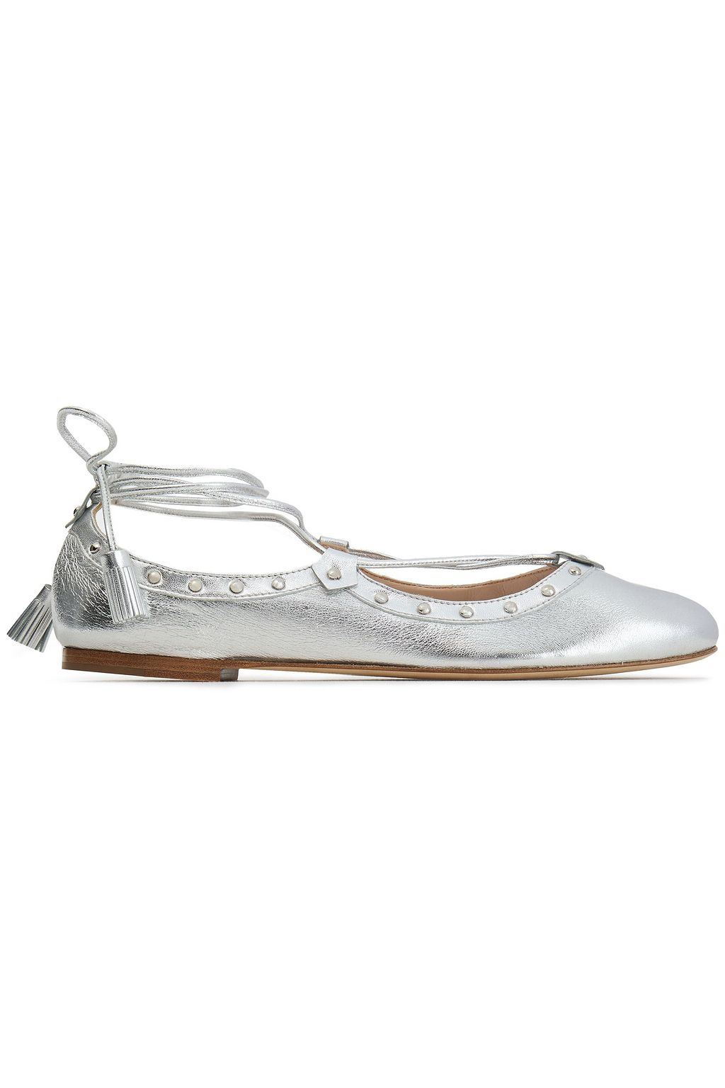 silver lace up flats