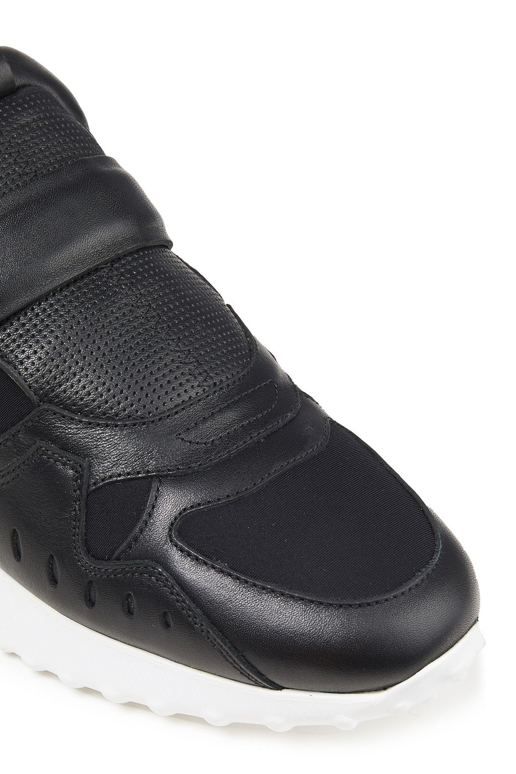TOD'S Paneled perforated leather and mesh sneakers
