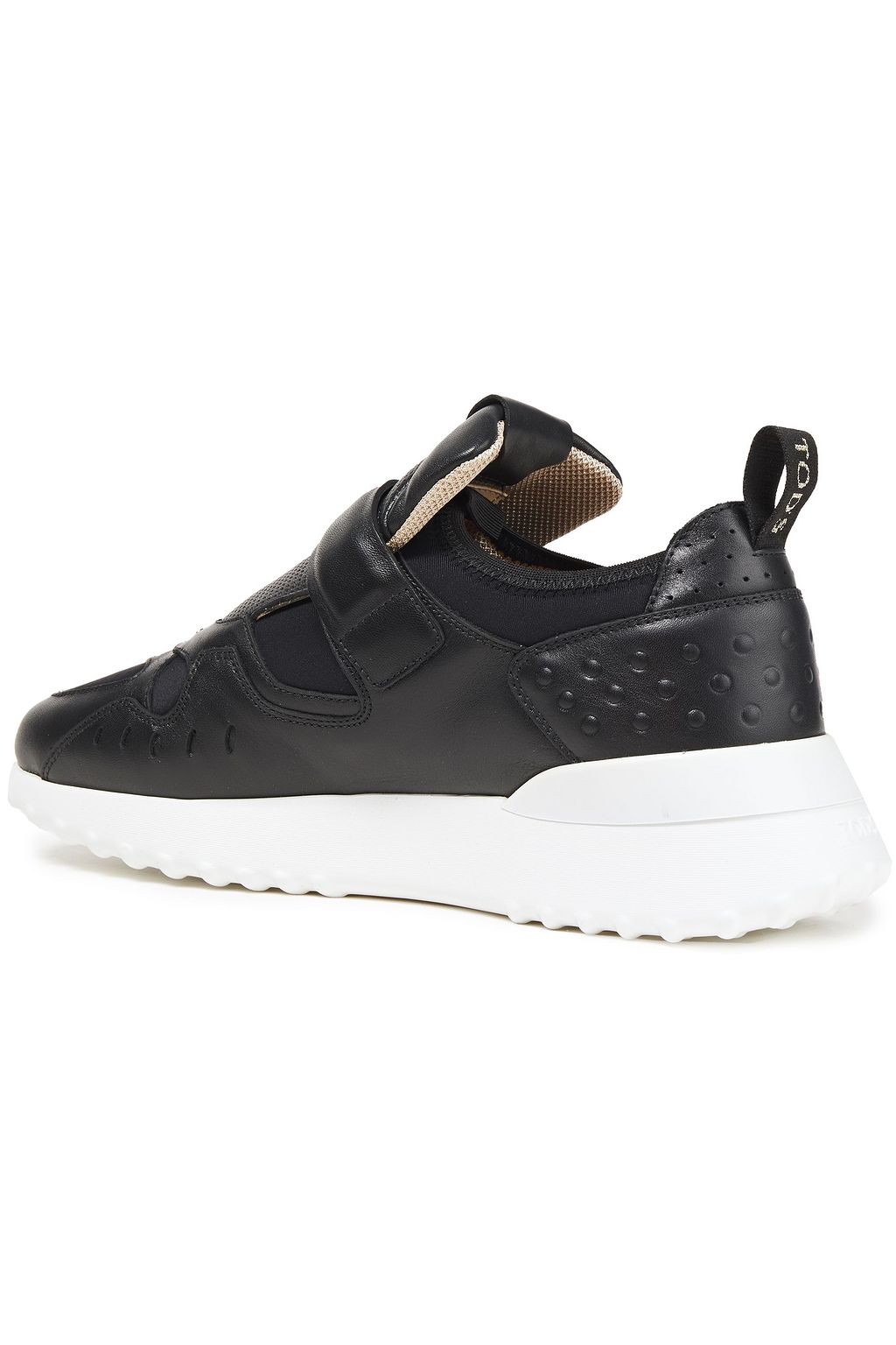 TOD'S Paneled perforated leather and mesh sneakers