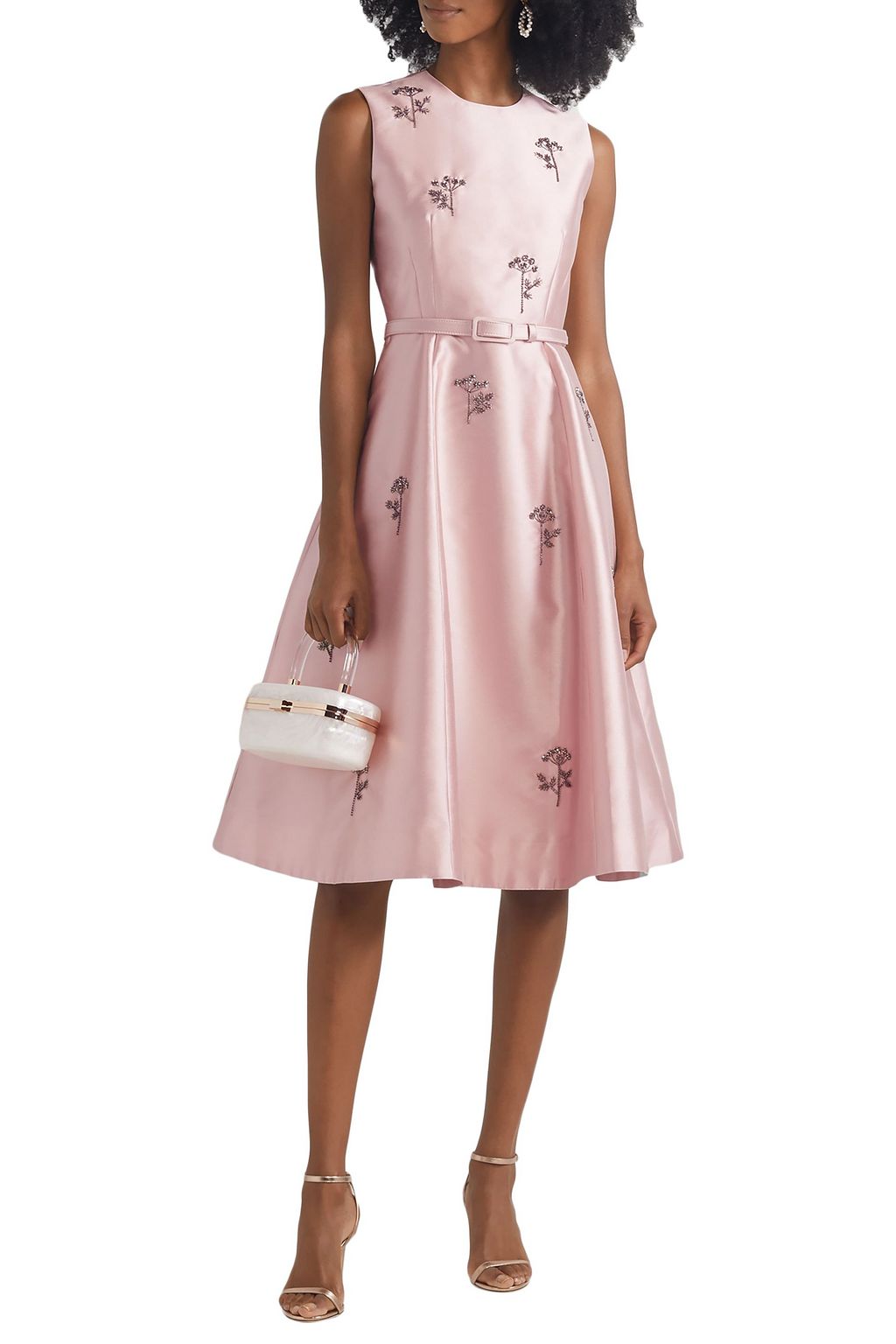 ERDEM Farrah belted crystal-embellished satin dress