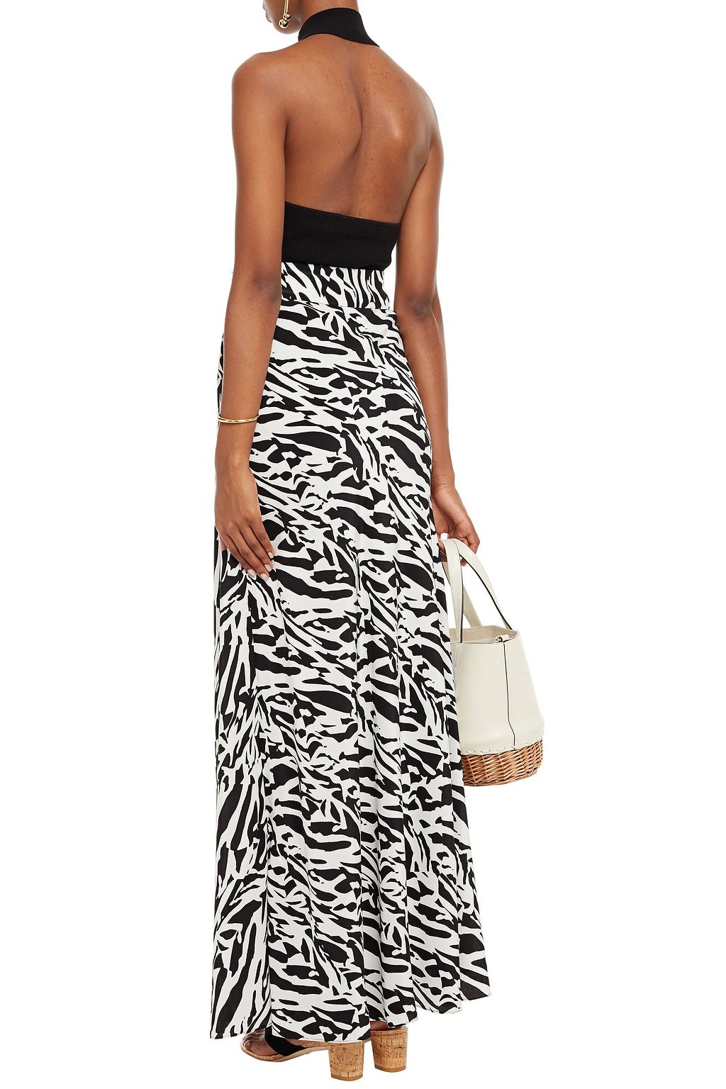 DIANE VON FURSTENBERG Jennifer belted printed silk crepe de chine maxi skirt