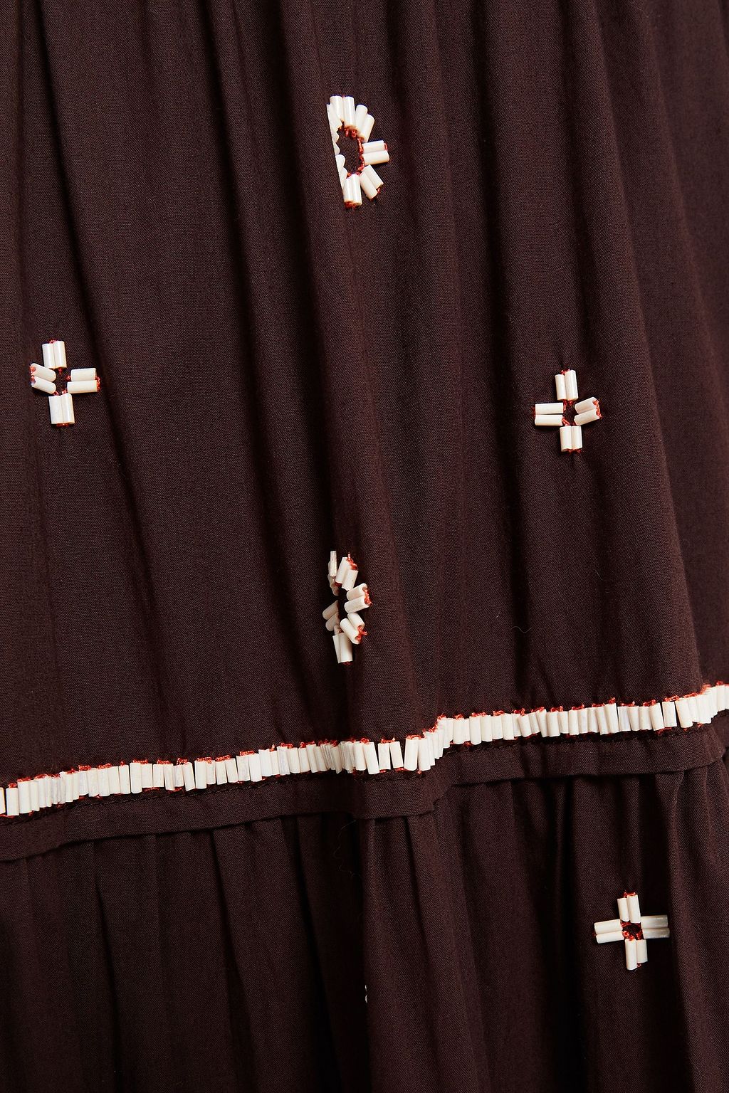 ULLA JOHNSON Cutout embellished cotton-poplin midi dress