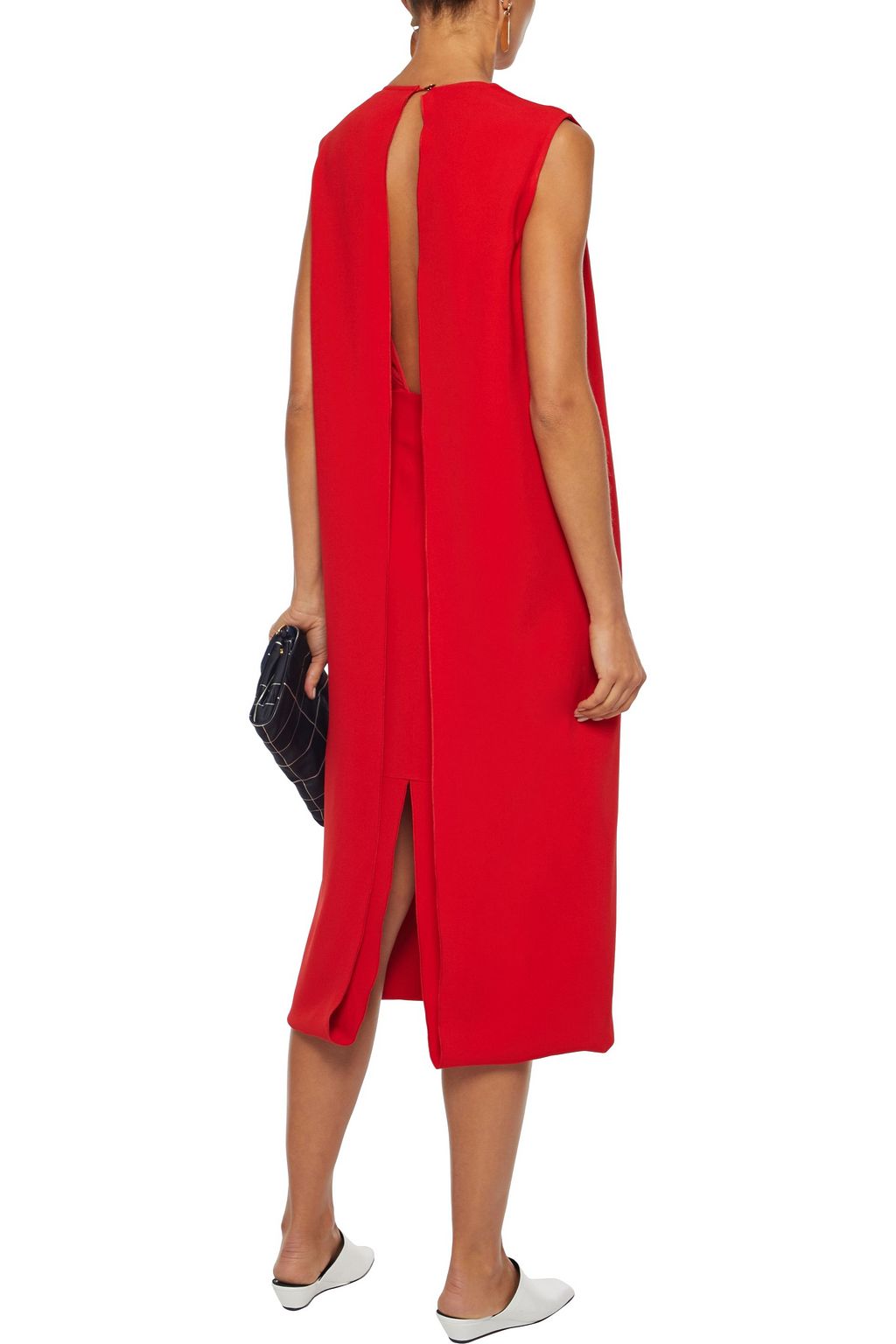 VICTORIA BECKHAM Open-back layered draped crepe midi dress