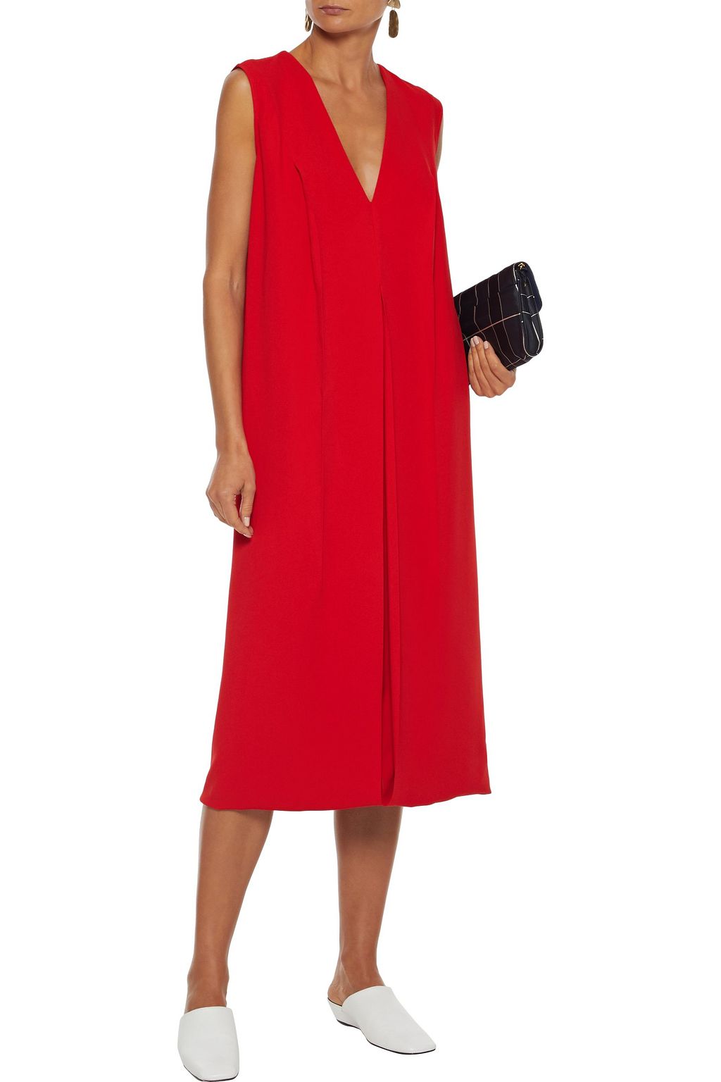 VICTORIA BECKHAM Open-back layered draped crepe midi dress