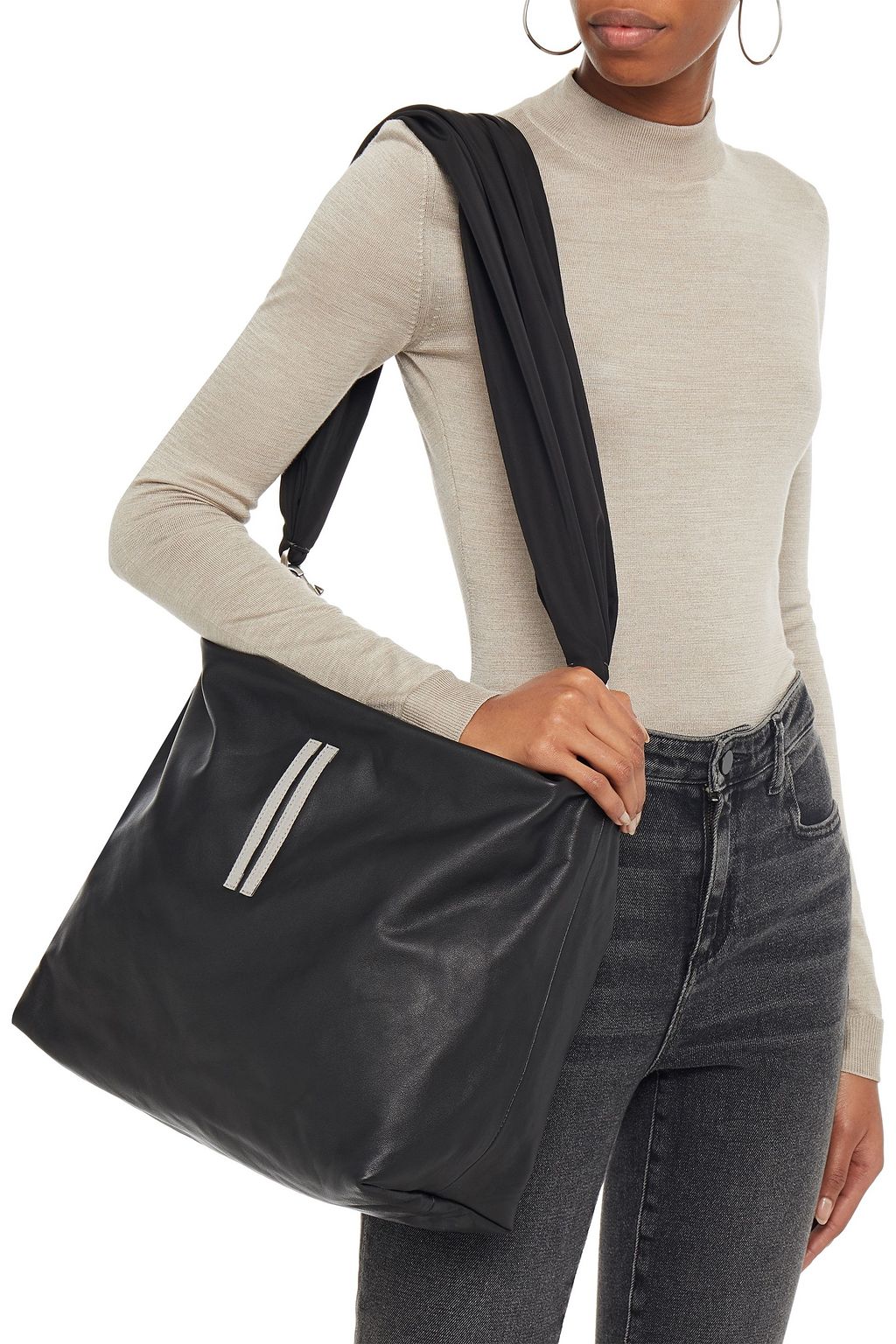 RICK OWENS Studded leather and shell shoulder bag