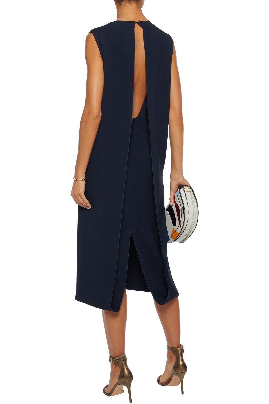 VICTORIA BECKHAM Open-back layered draped crepe midi dress