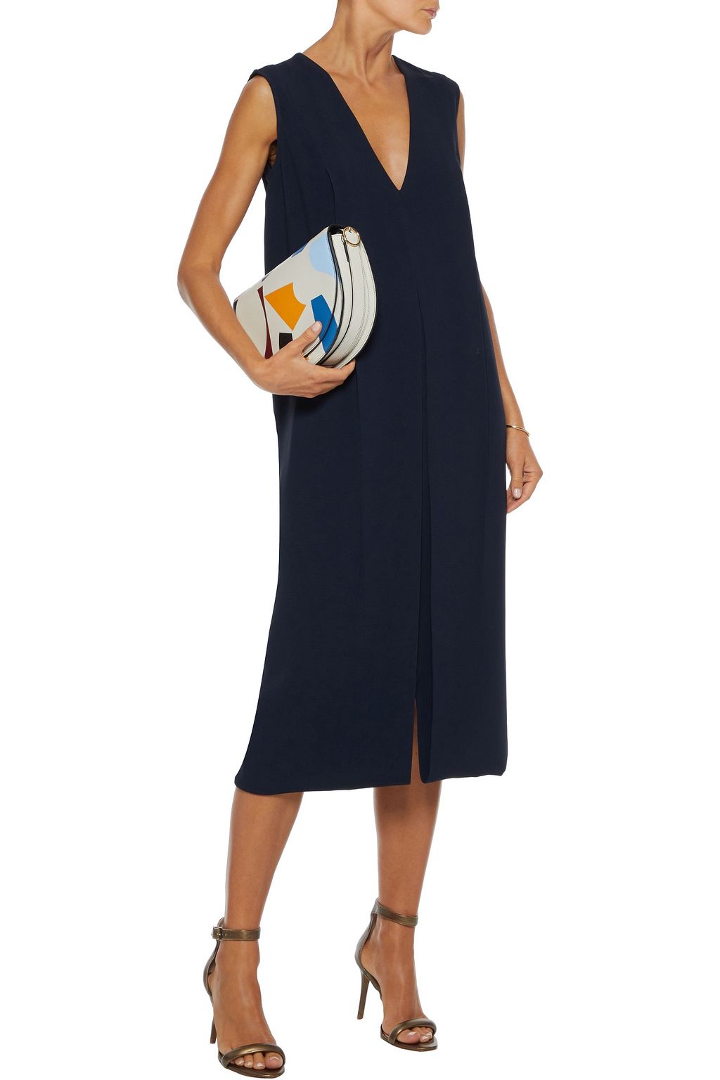 VICTORIA BECKHAM Open-back layered draped crepe midi dress