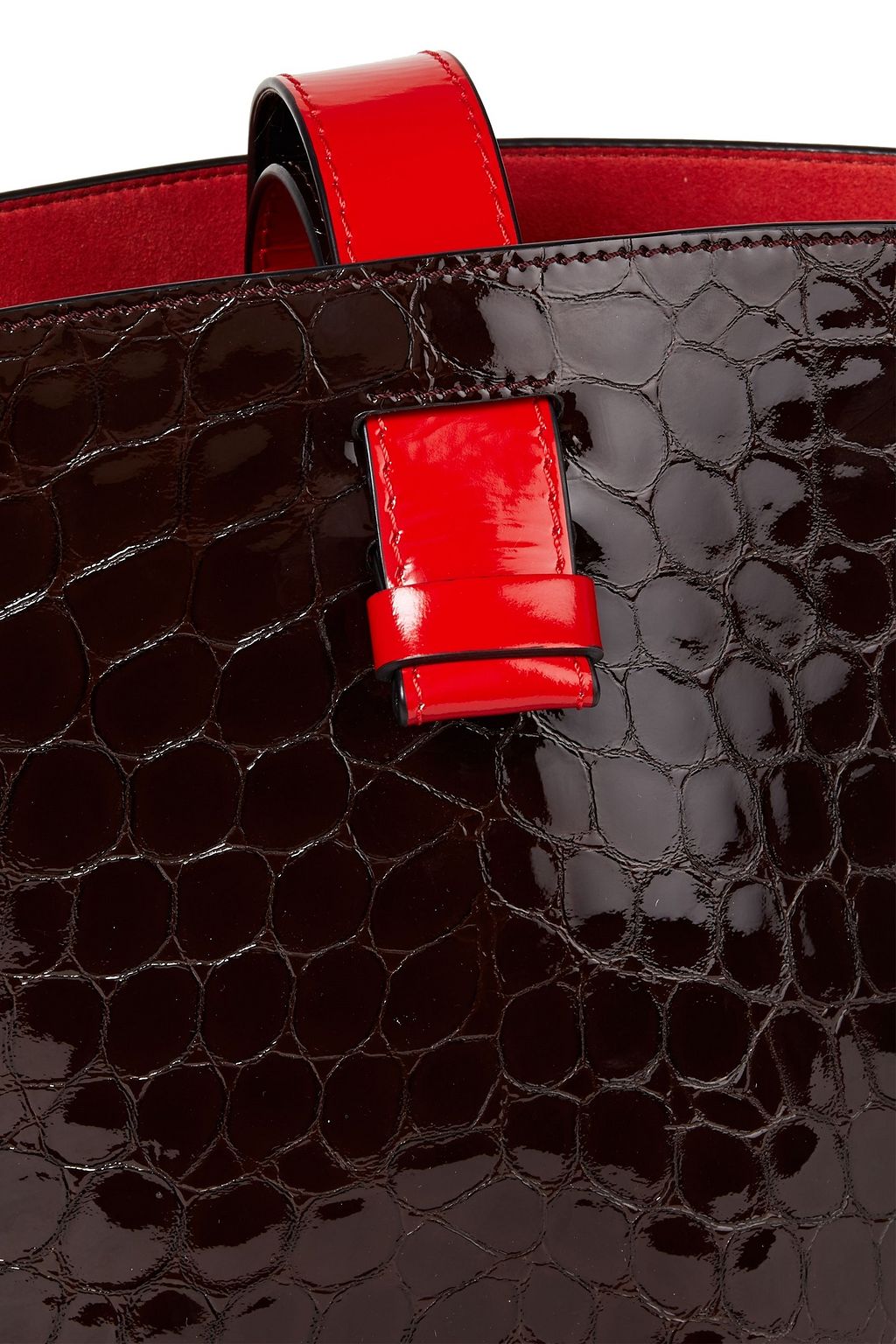 MARNI Glossed croc-effect leather bucket bag