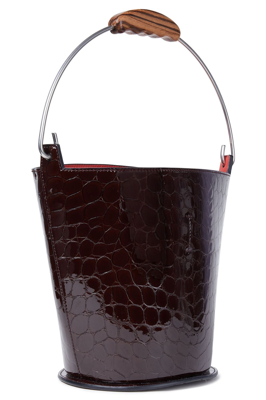 MARNI Glossed croc-effect leather bucket bag