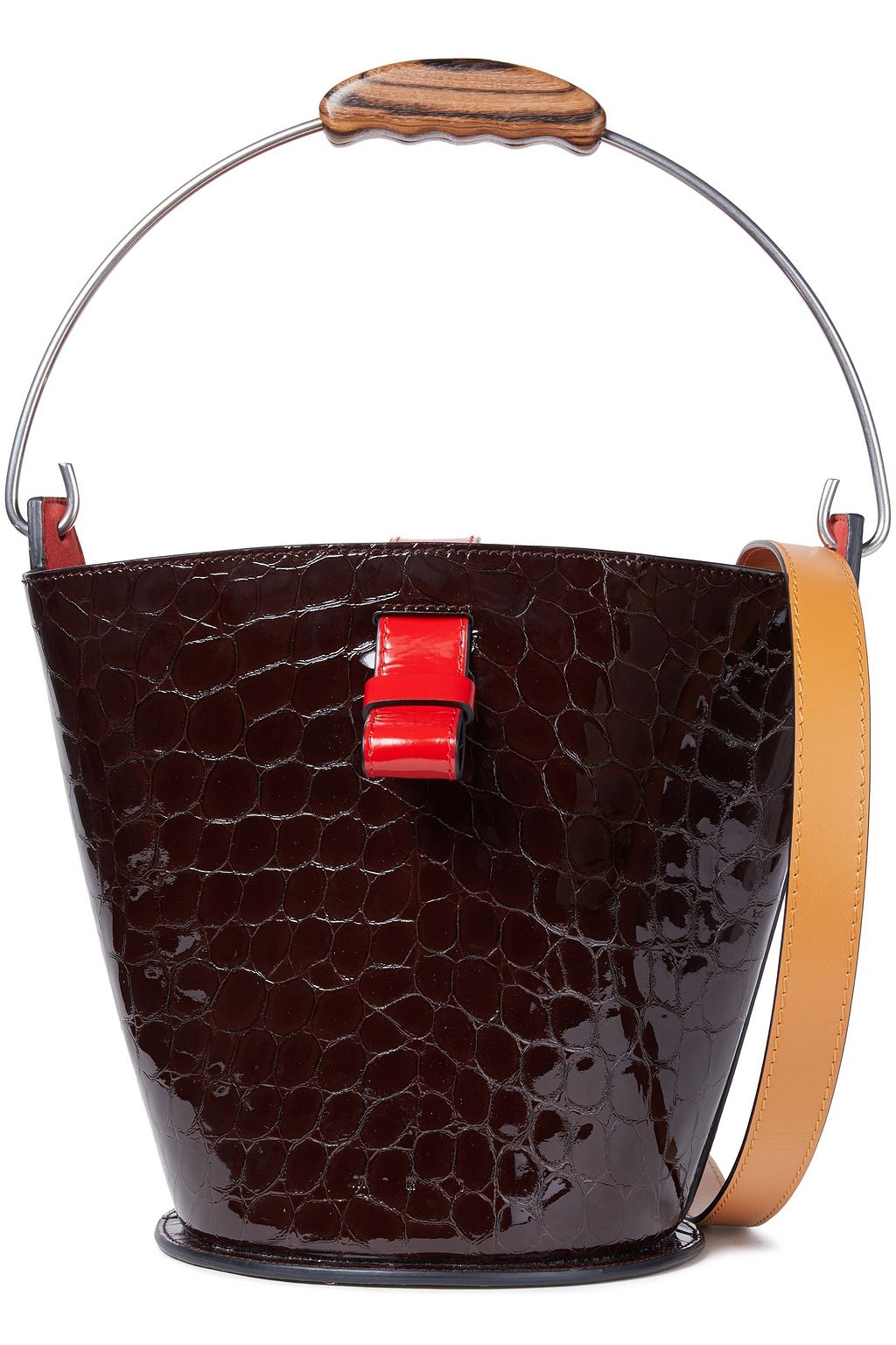 MARNI Glossed croc-effect leather bucket bag