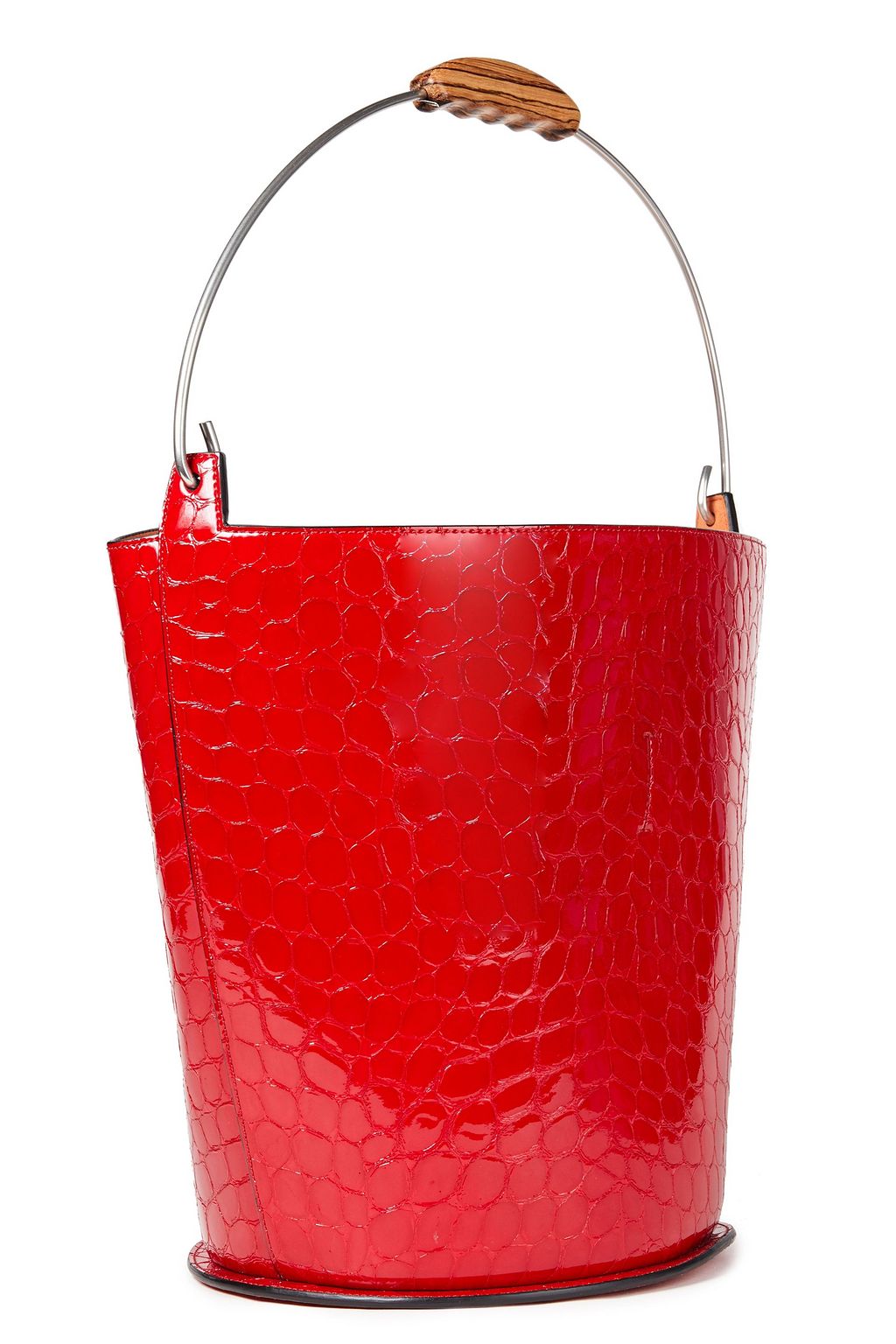 MARNI Glossed croc-effect leather bucket bag
