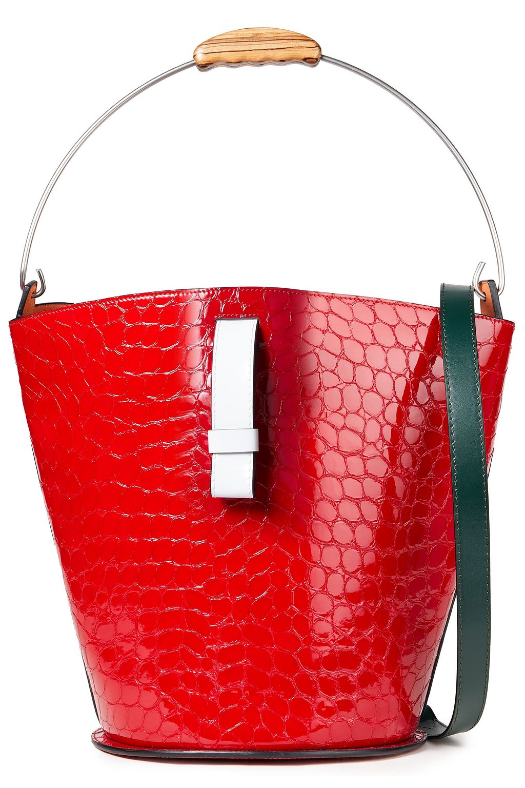 MARNI Glossed croc-effect leather bucket bag