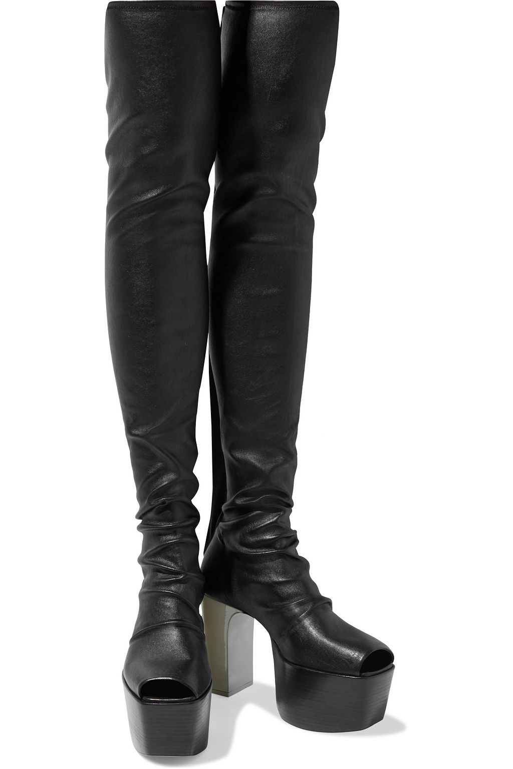 RICK OWENS Kiss stretch-leather platform thigh boots