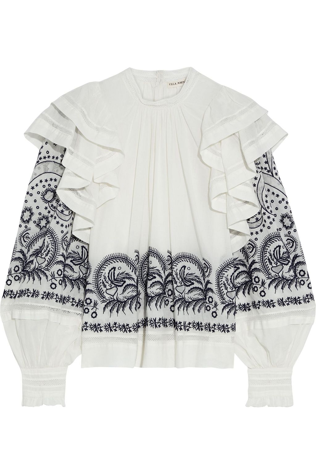 white cotton blouse with ruffles
