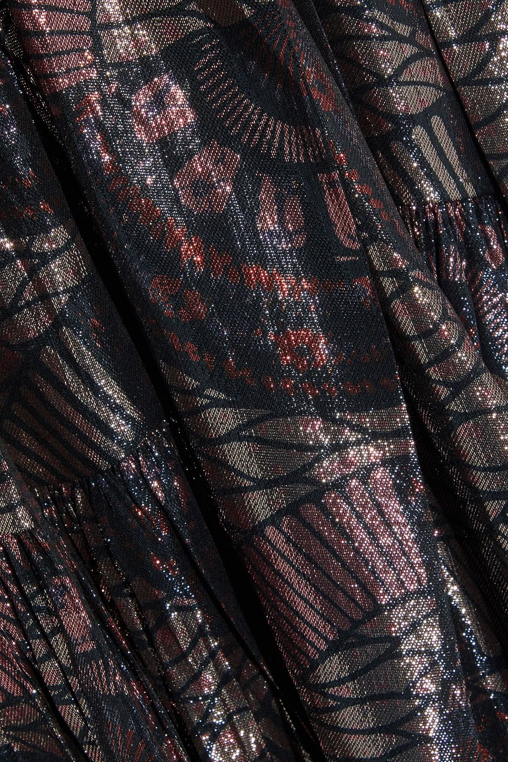 ULLA JOHNSON Marilla ruffled printed silk-blend lamé mini dress