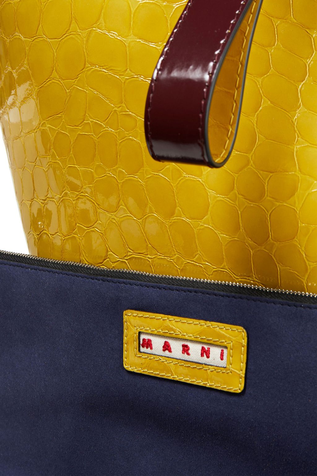MARNI Glossed croc-effect leather bucket bag