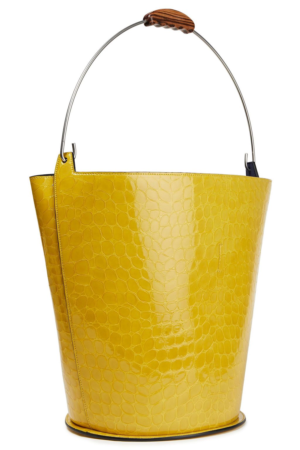 MARNI Glossed croc-effect leather bucket bag
