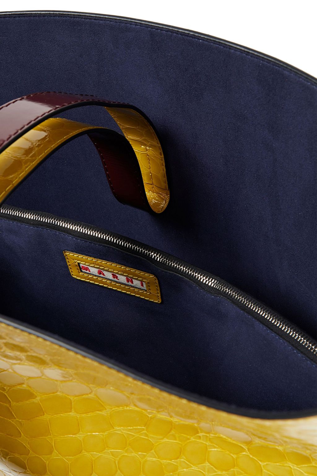 MARNI Glossed croc-effect leather bucket bag