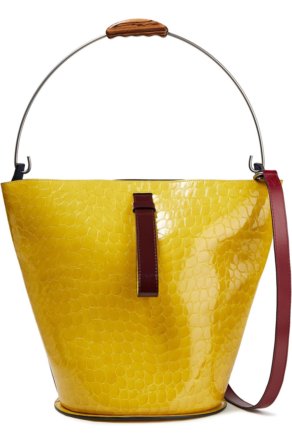 MARNI Glossed croc-effect leather bucket bag