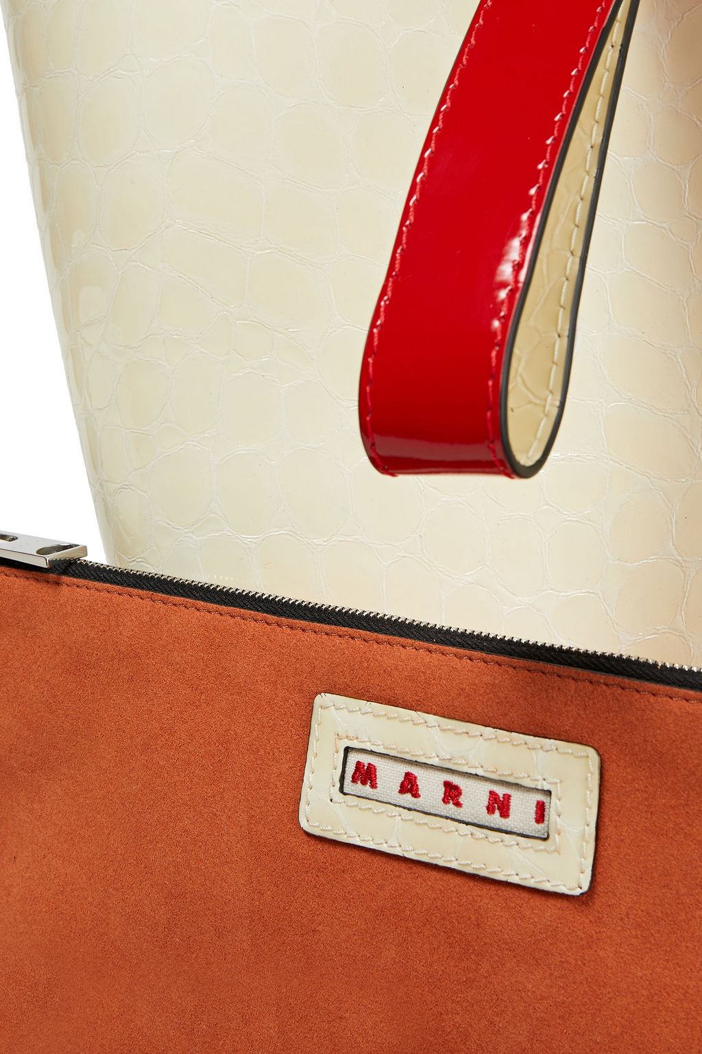 MARNI Glossed croc-effect leather bucket bag