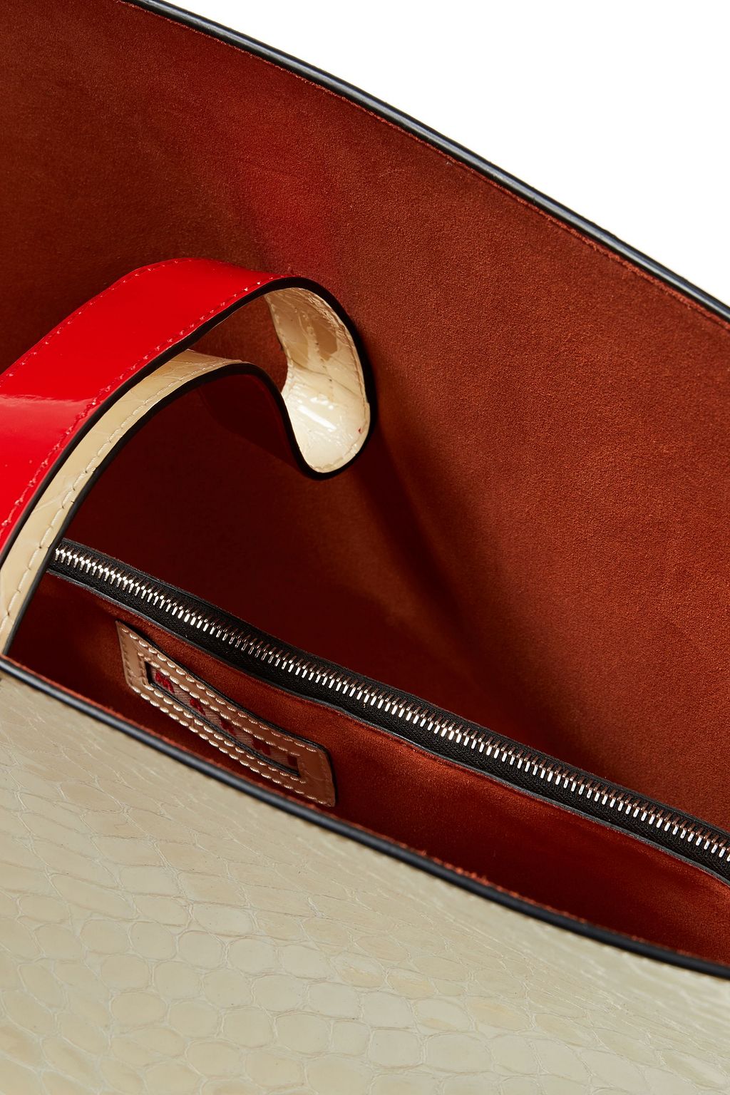 MARNI Glossed croc-effect leather bucket bag