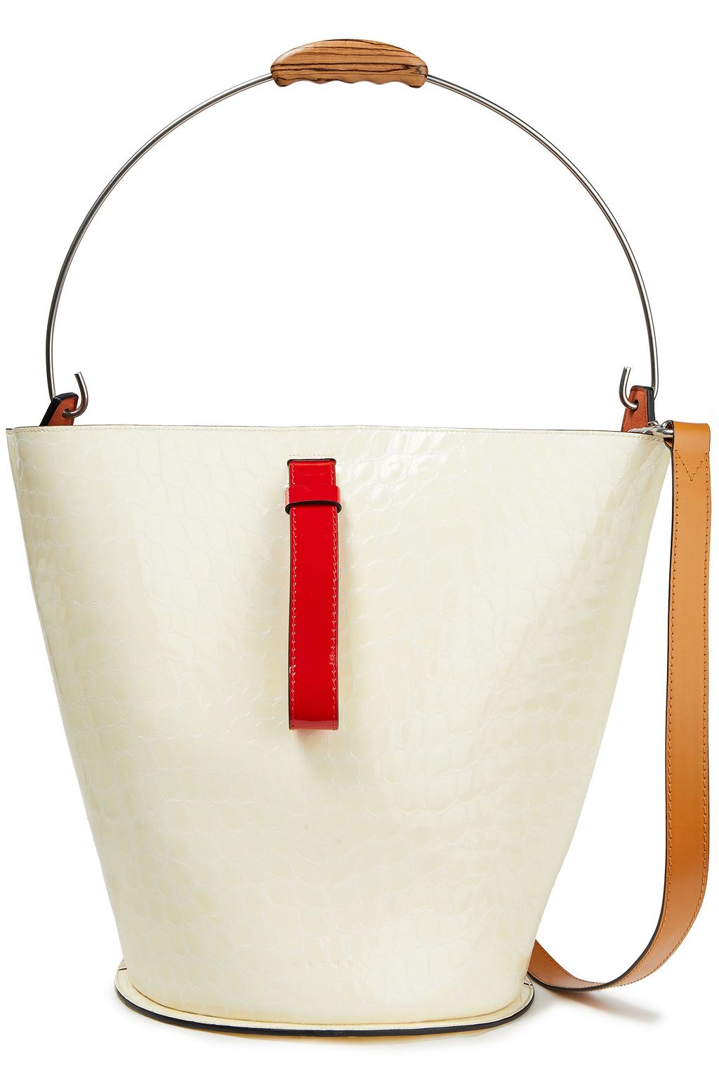 MARNI Glossed croc-effect leather bucket bag