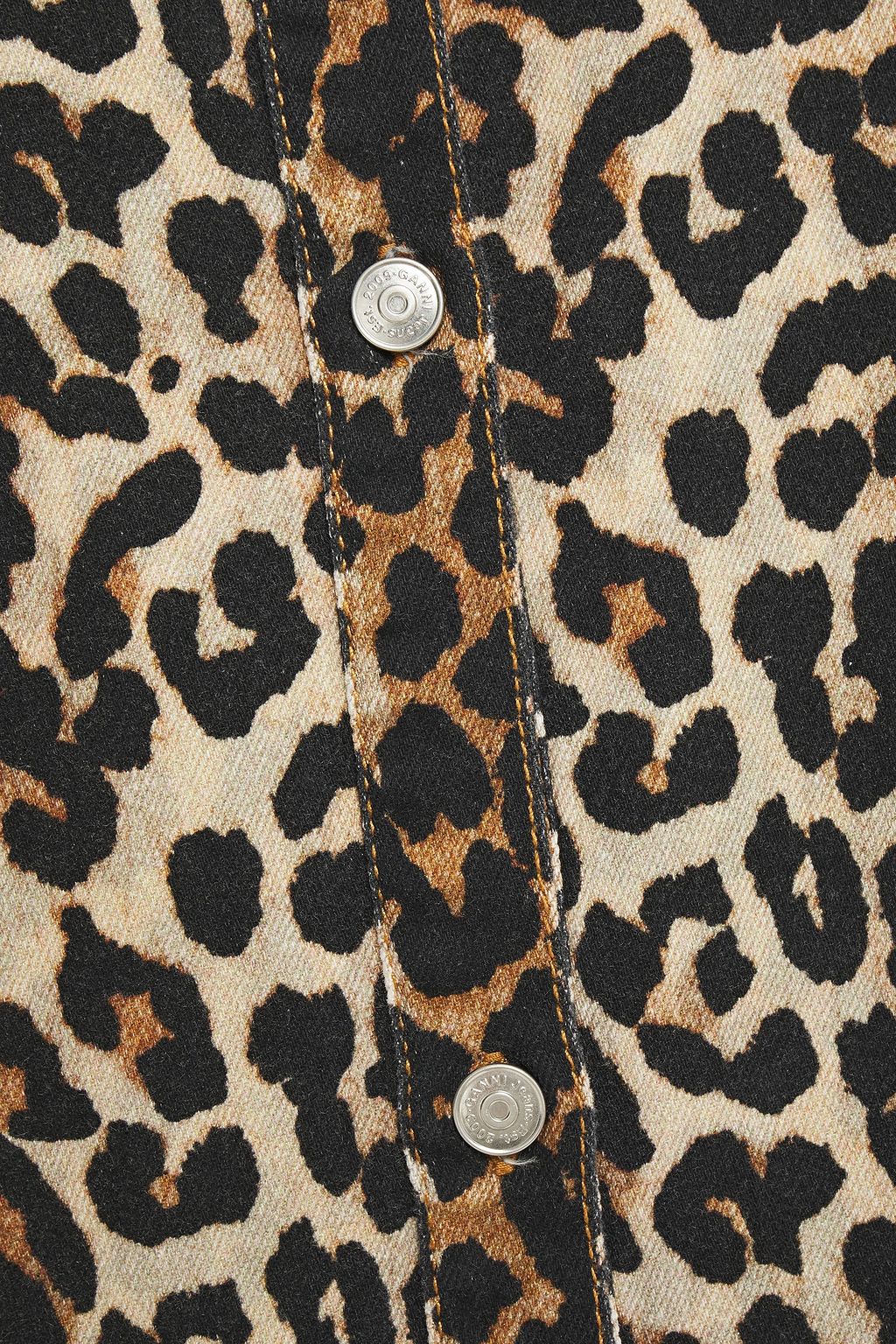 GANNI Leopard-print denim midi dress