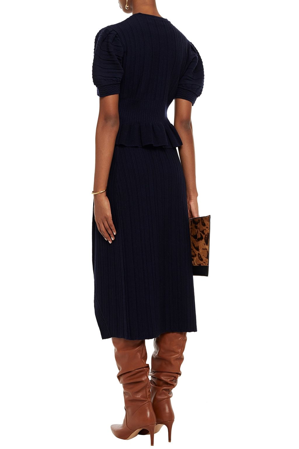 DIANE VON FURSTENBERG Ressa wrap-effect ribbed wool-blend midi skirt