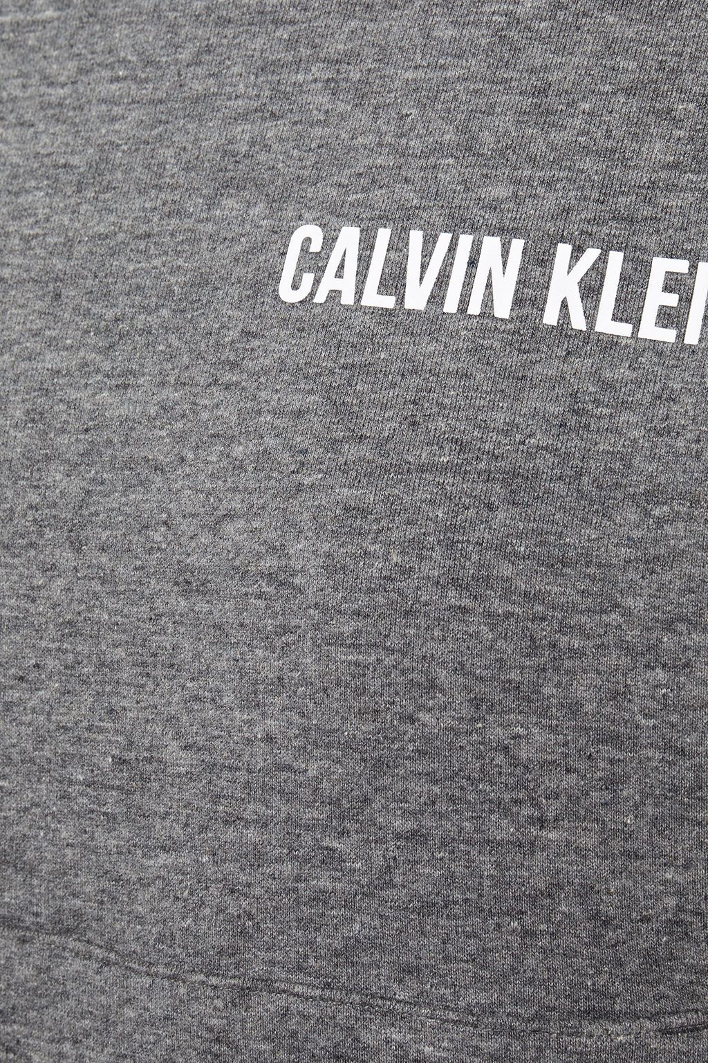 CALVIN KLEIN PERFORMANCE Melierter Hoodie aus Fleece aus einer Baumwollmischung mit Print
