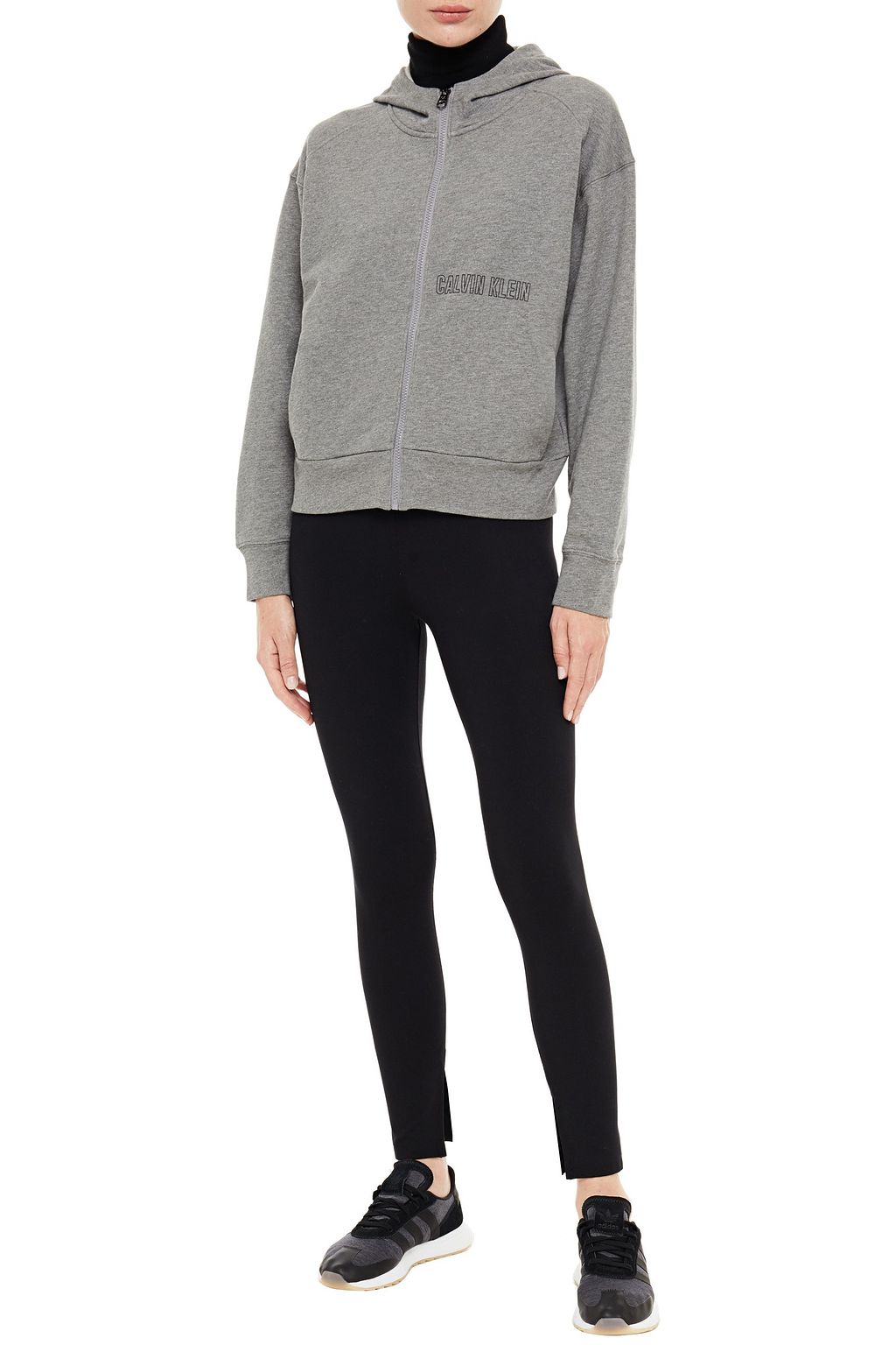 CALVIN KLEIN PERFORMANCE Printed French cotton-terry hoodie