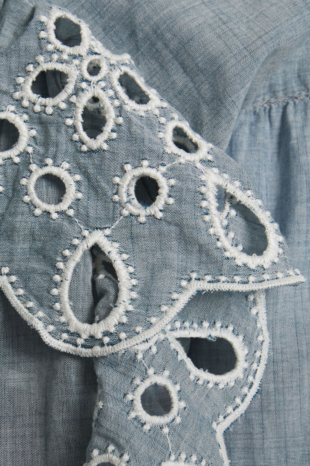 JOIE Safia ruffled broderie anglaise cotton-chambray mini dress