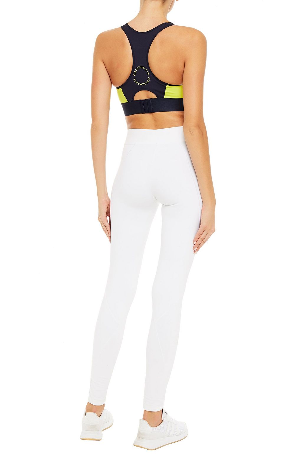 CALVIN KLEIN PERFORMANCE Cutout two-tone stretch sports bra