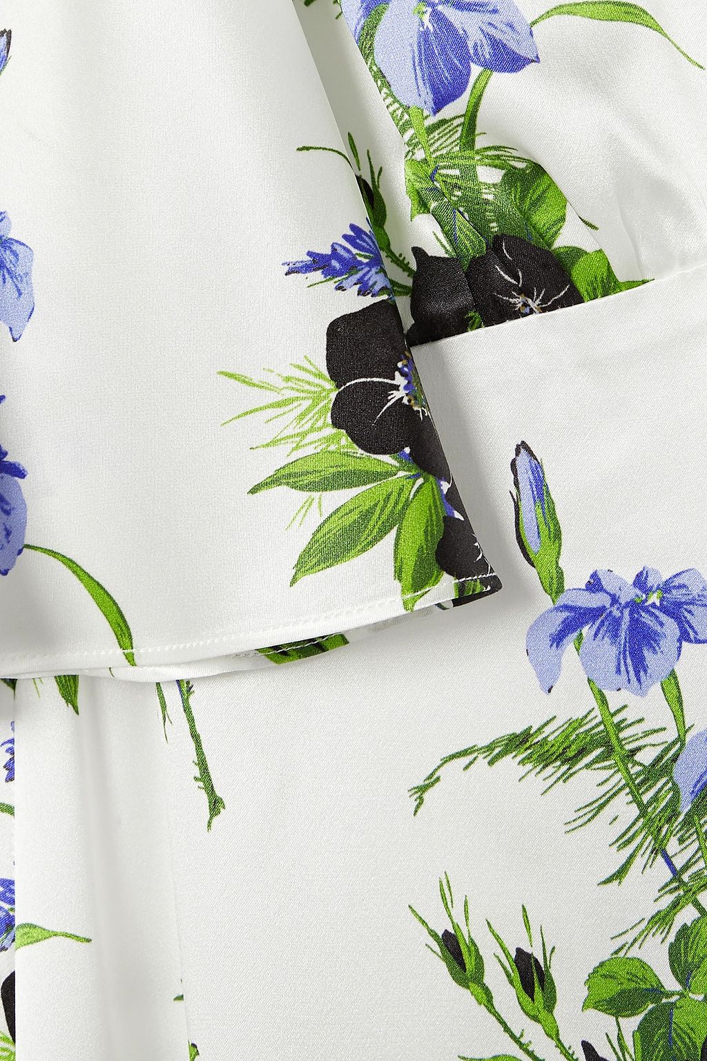 LES RÊVERIES Ruffled floral-print silk-satin midi dress