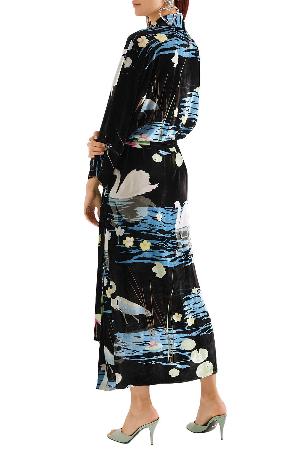 BERNADETTE Peignoir printed velvet wrap dress