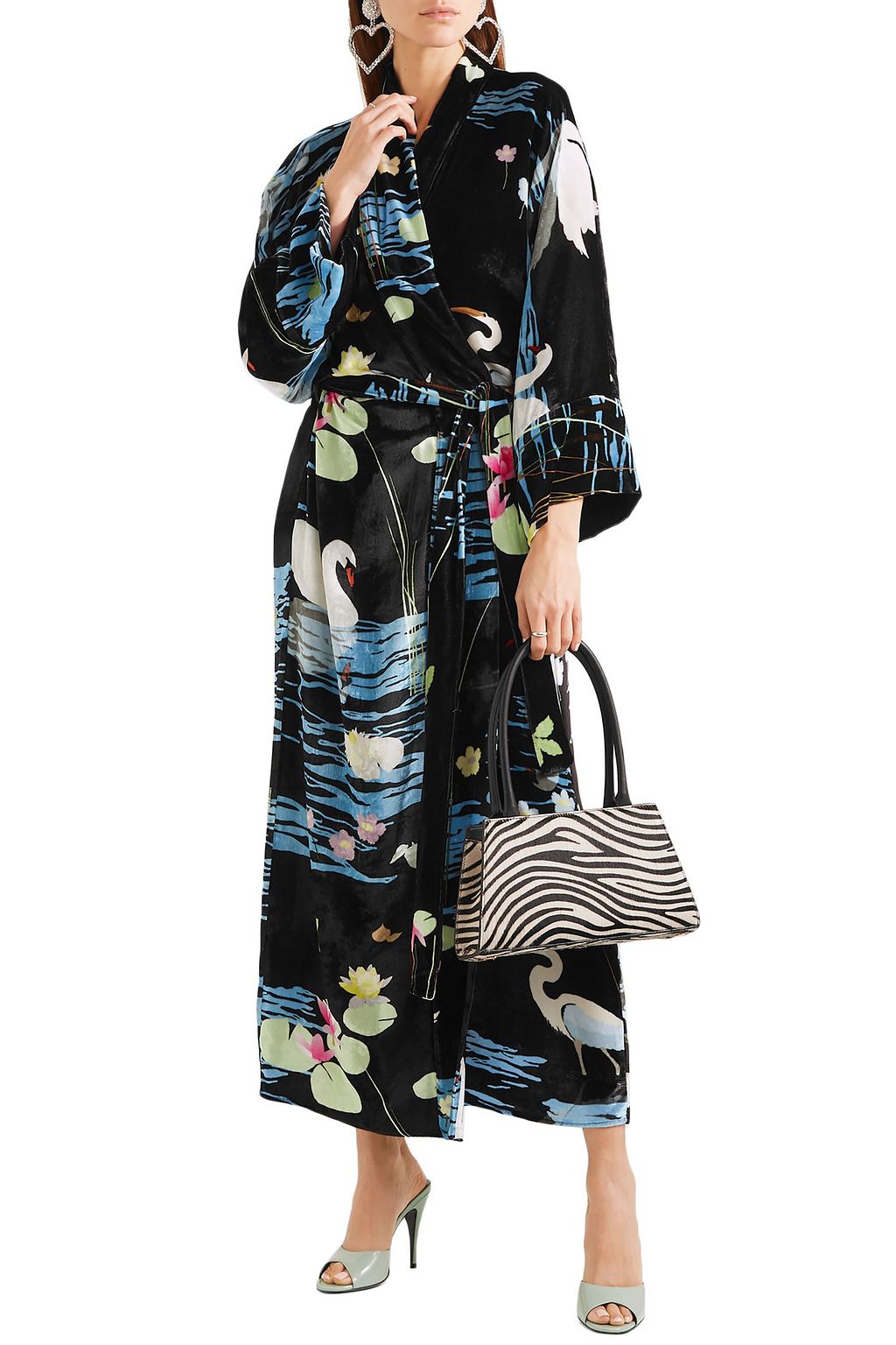 BERNADETTE Peignoir printed velvet wrap dress