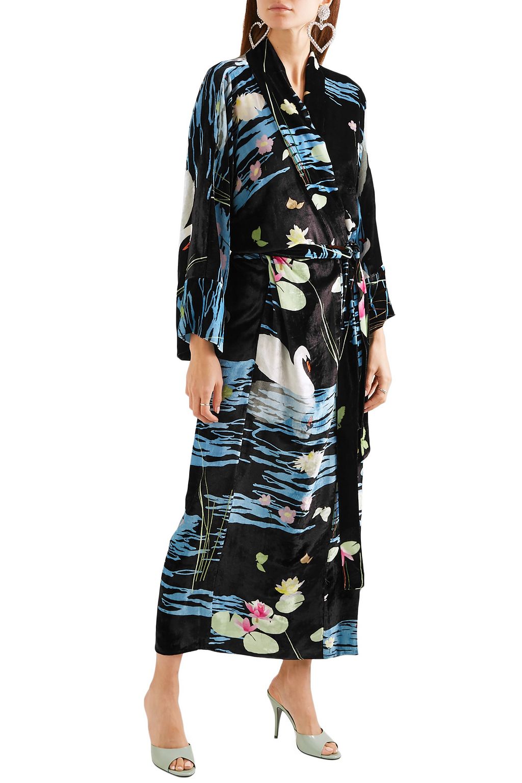 BERNADETTE Peignoir printed velvet wrap dress