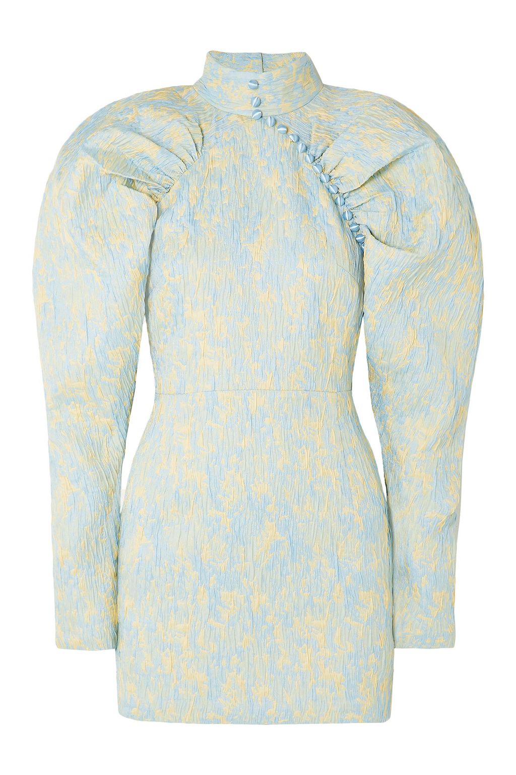 rotate ruched jacquard mini dress