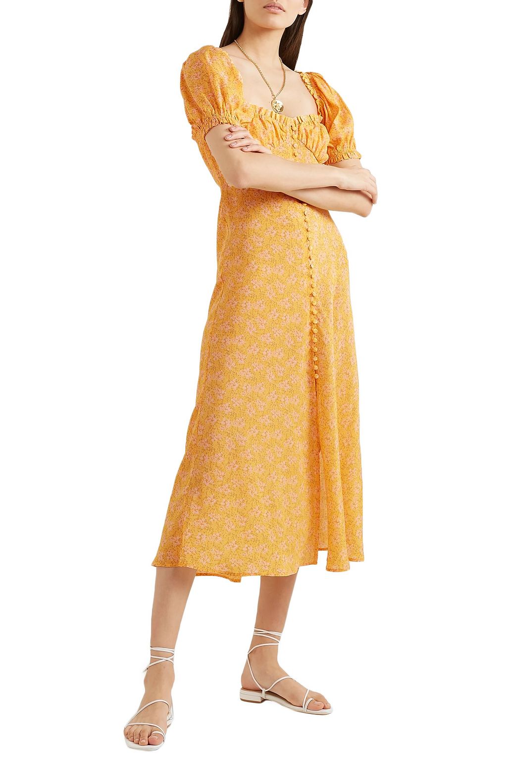 RIXO Tammy ruffled floral-print silk-georgette dress