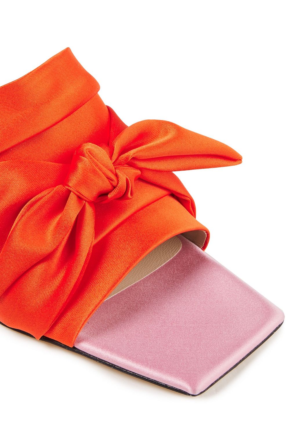WANDLER Isa bow-embellished two-tone satin mules