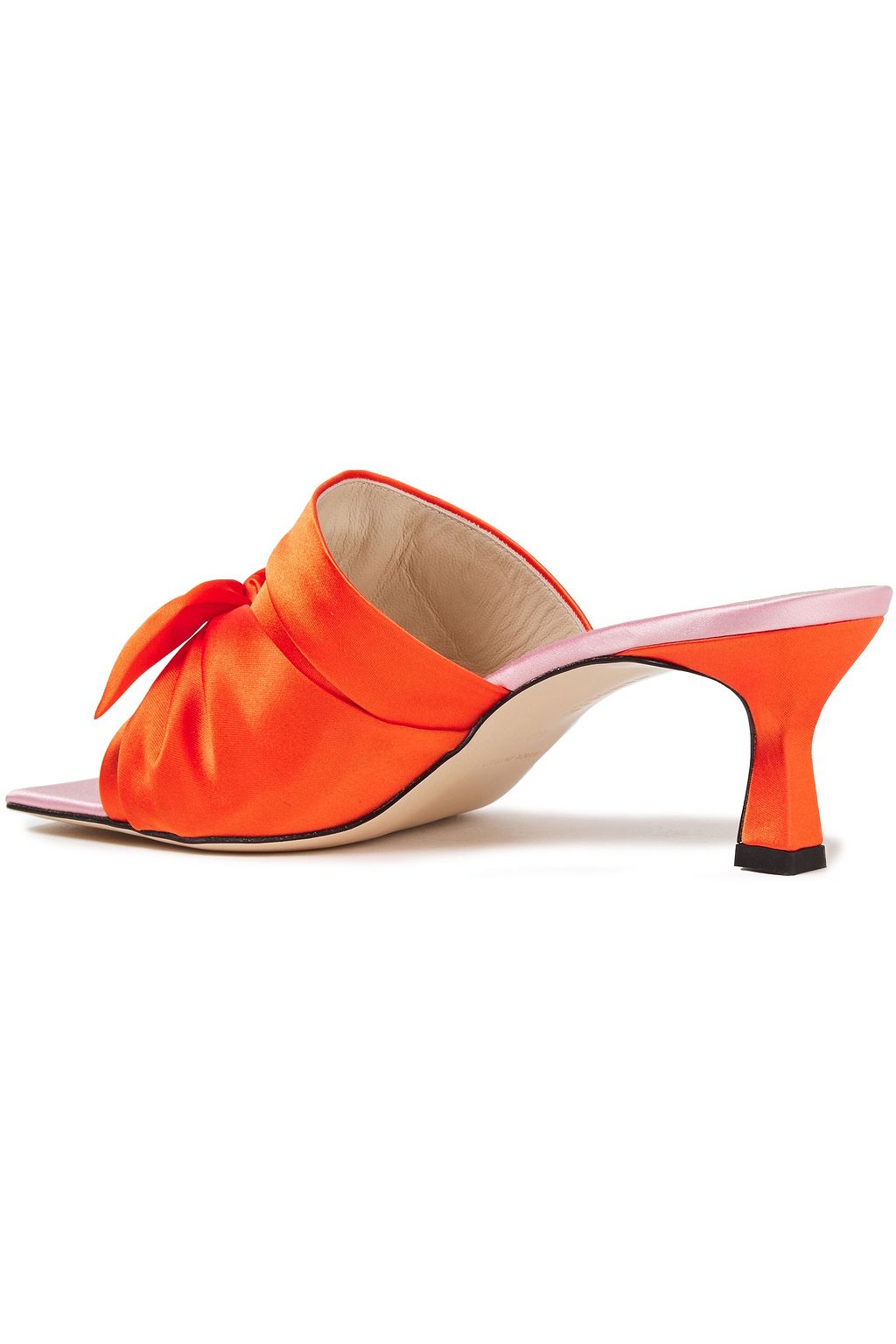 WANDLER Isa bow-embellished two-tone satin mules