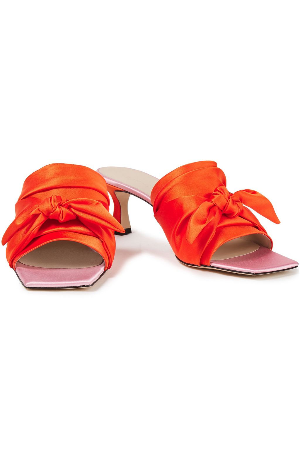 WANDLER Isa bow-embellished two-tone satin mules